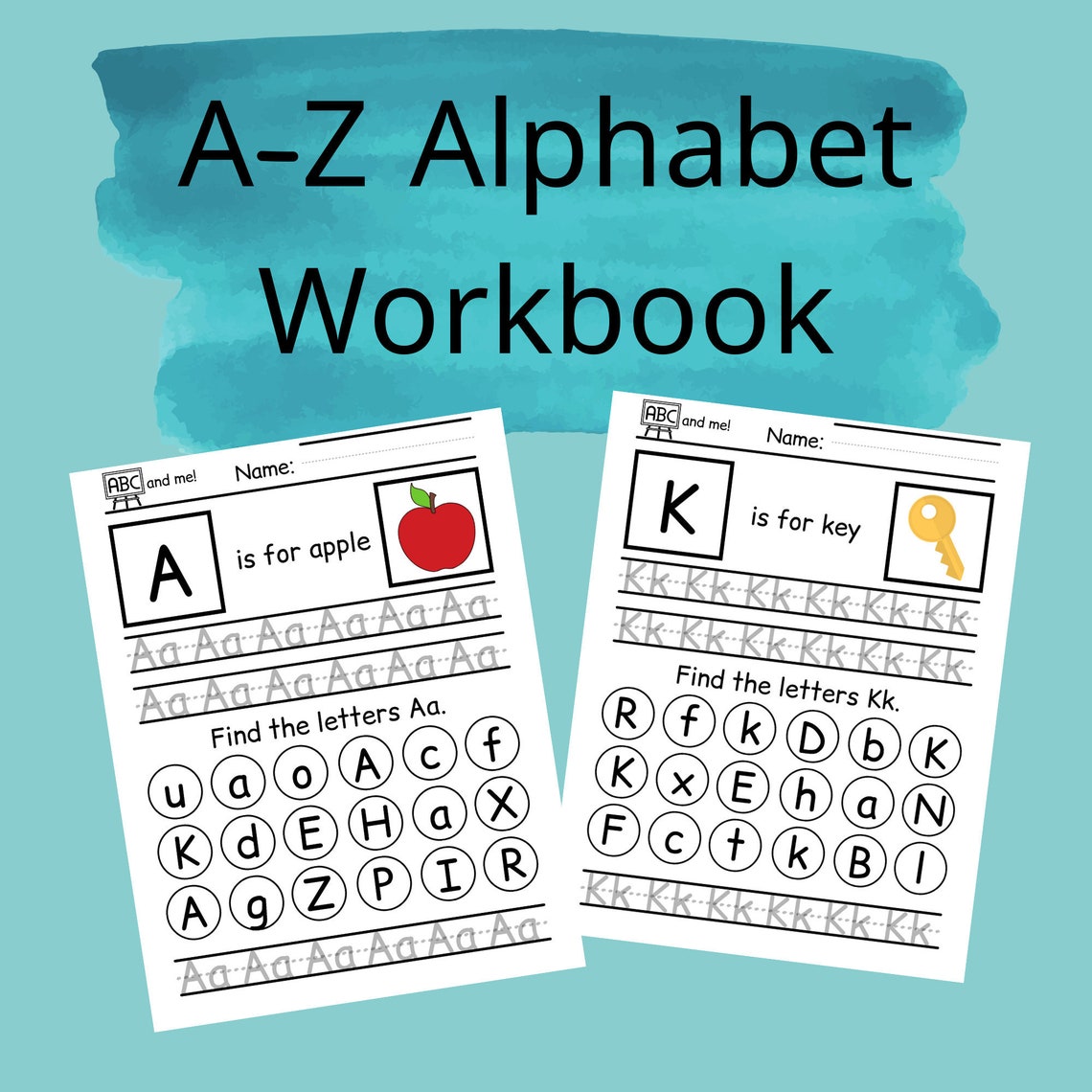 Printable AZ Alphabet Workbook Trace and Learn Letters Etsy