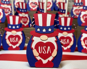 Gnome Uncle Sam Lollipop Holder: 4th of July Party Favors (Set of 20)