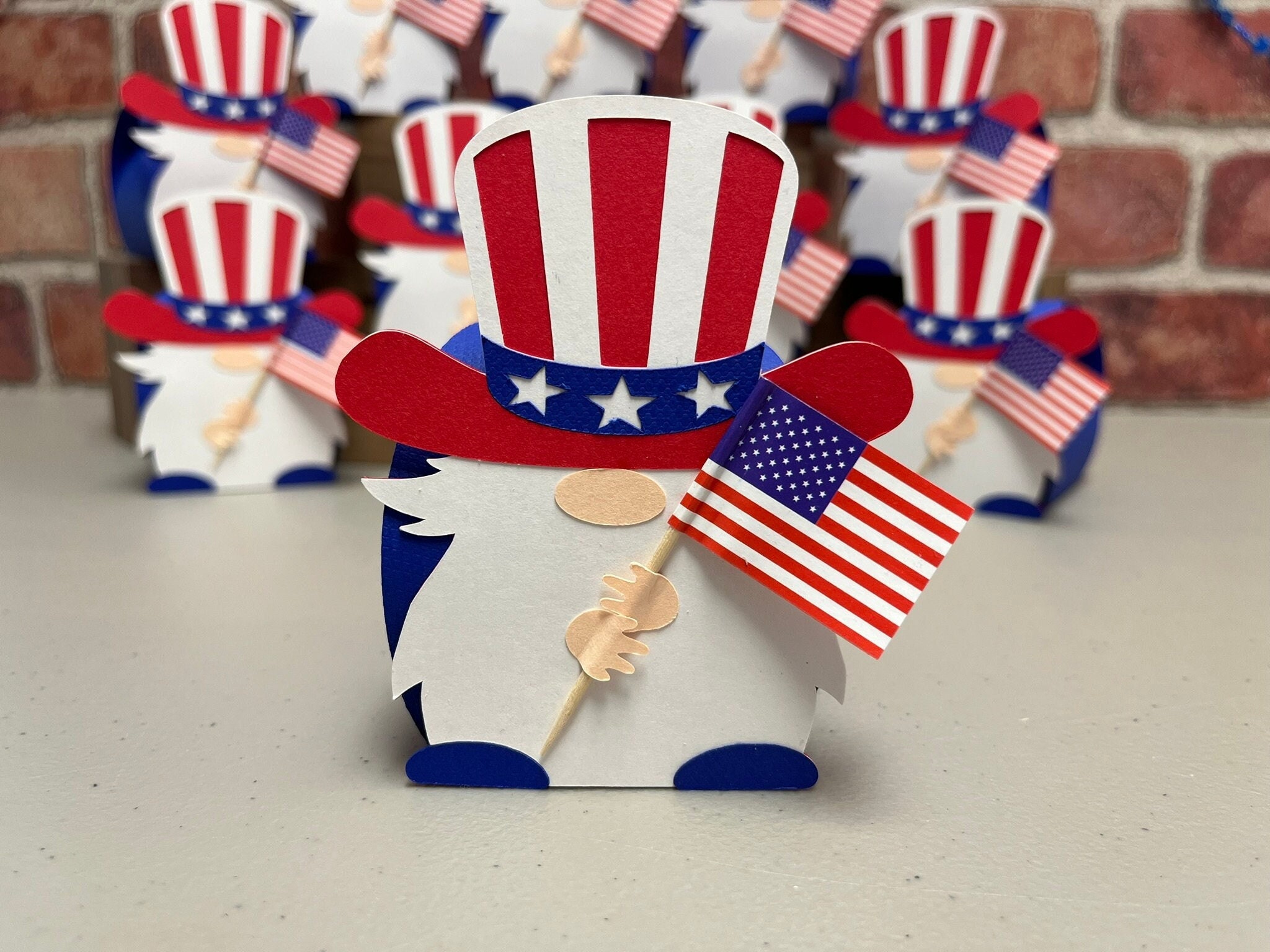 Flag Waving Gnome Treat Boxes: 4th of July Favors, Set of 10