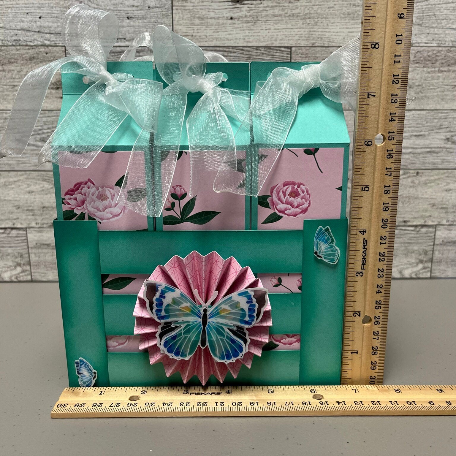 Milk Carton Gift Boxes With Matching Crate: Seafoam Green & Pink Floral ...