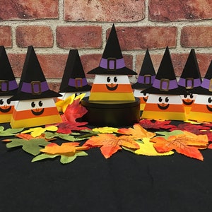 Candy Corn Witch Halloween Treat Boxes - Set of 8