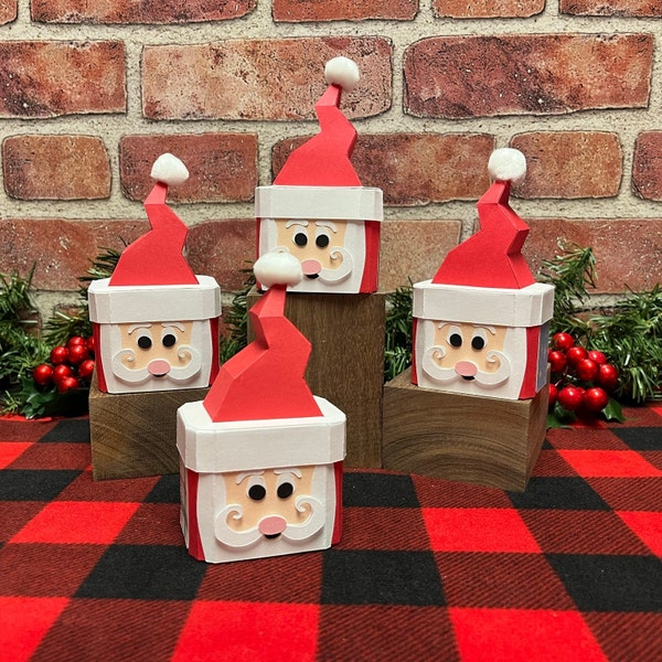 Santa Hat Treat Boxes, Set of 4, Christmas Favor Boxes, Santa Hat Favor Boxes, Santa Hat Gift Boxes, Christmas Party Favor, Table Decor,