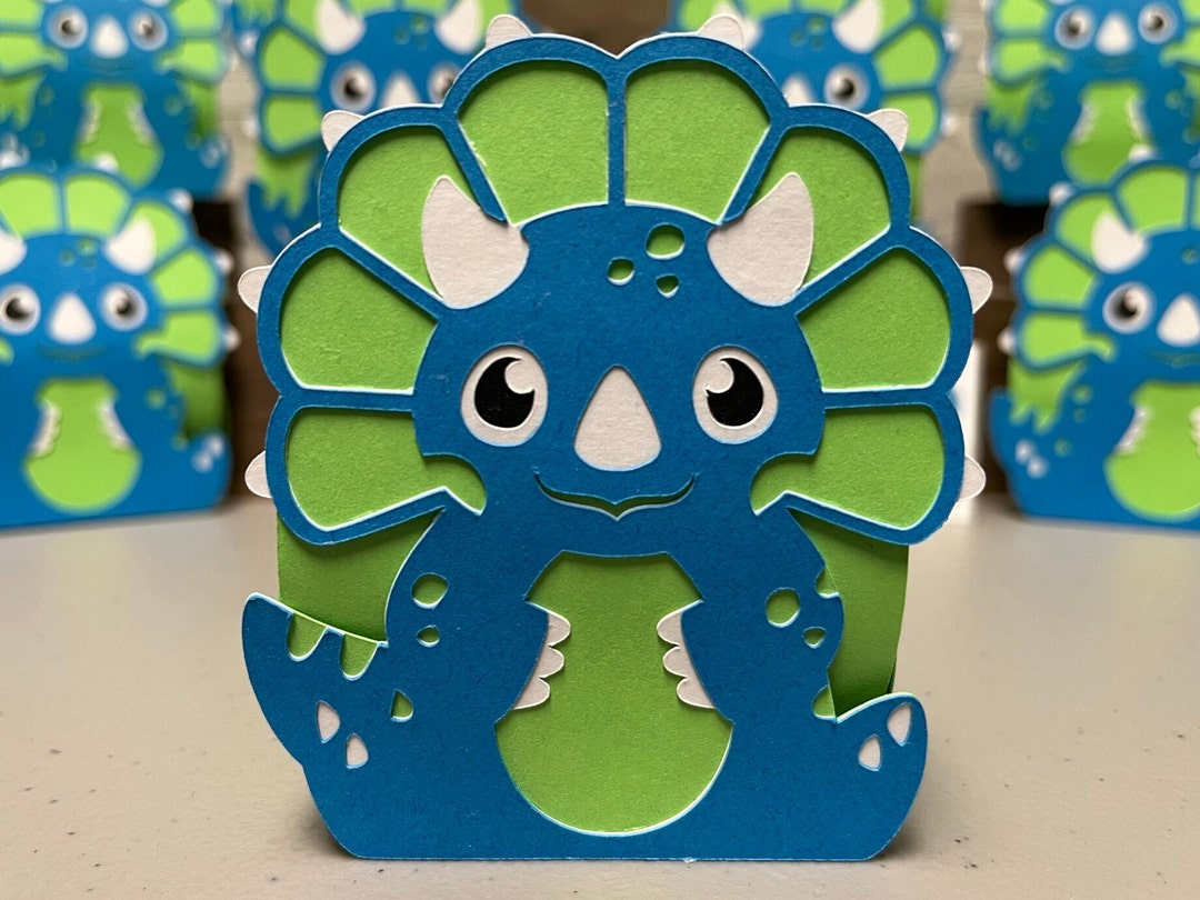 Triceratop Treat Box, Set of 10, Birthday Favor Box, Dinosaur Favor Box