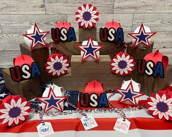 Handmade Patriotic Treat Boxes: USA Party Favors, Set of 15
