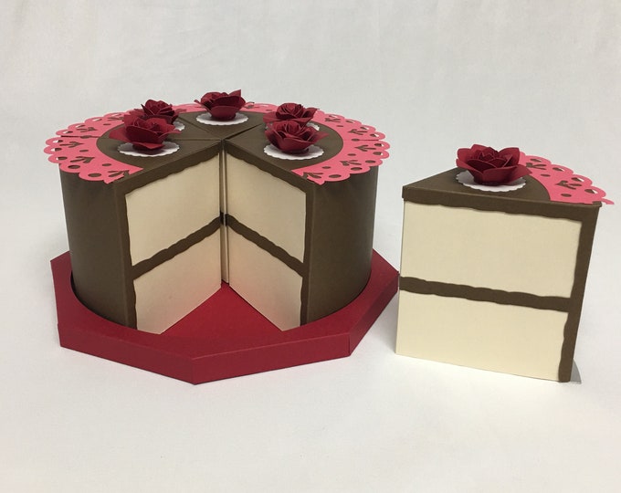 6 Slice of Cake Cake Boxes, Birthday Cake Box, Cake Favour Boxes