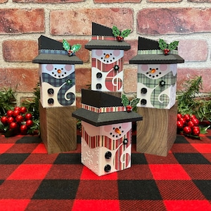 Handmade Snowman Gift Boxes: Christmas Holiday Decor, Set of 4