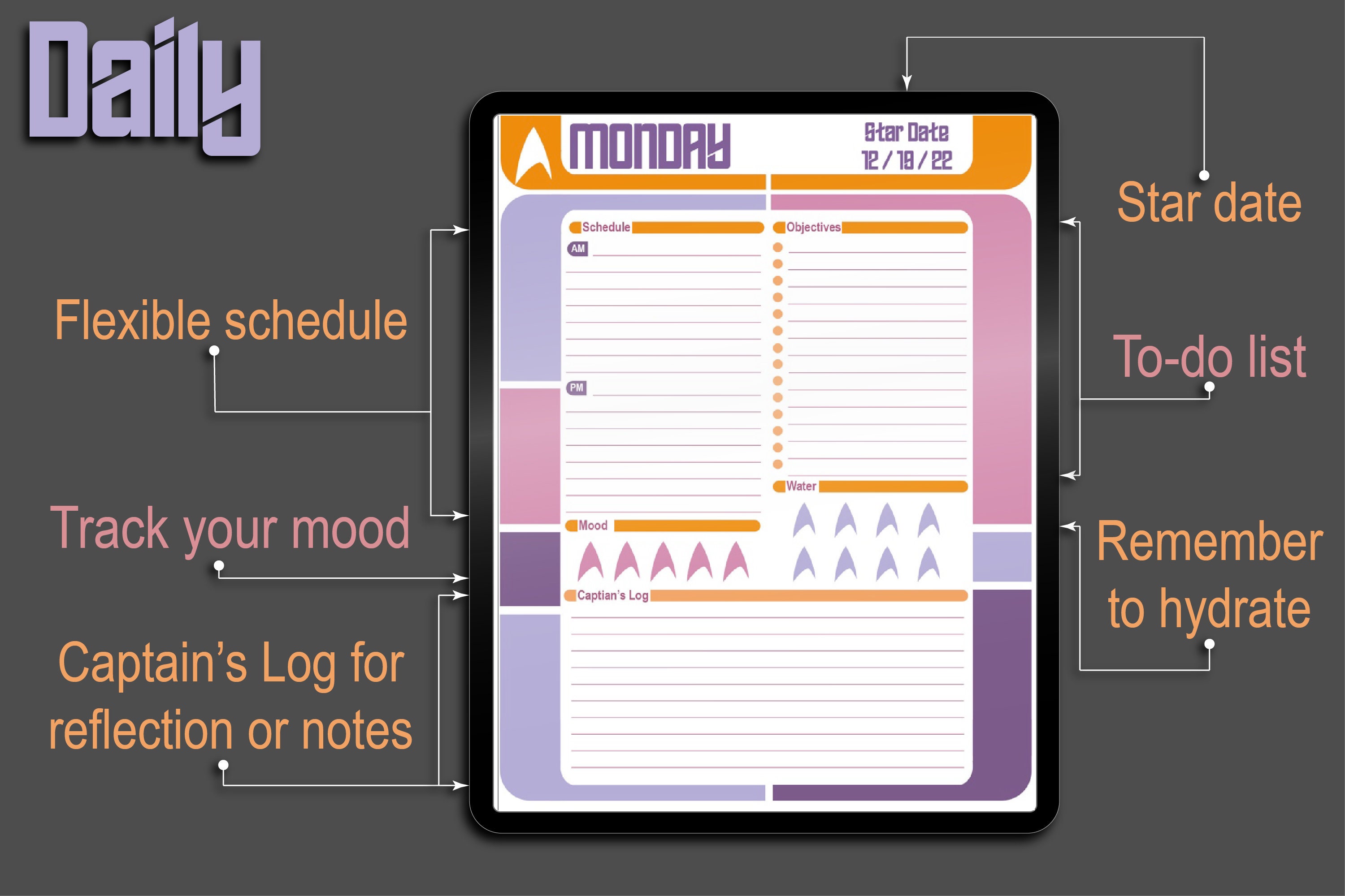 Star Trek Digital Planner Light Mode Optimized For Etsy
