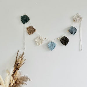 Personalised Macrame Feathers Garland | Ocean Colour Palette Bunting | Bohemian Home Decor | Tapestry Wall Hanging | Neutral Nursery Decor