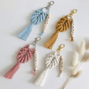 Personalised Name Seashell Keyring | Macrame Keychain | Bridesmaid Party Favours | Maid of Honour Proposal Box Gift | Birthday Gift for Her