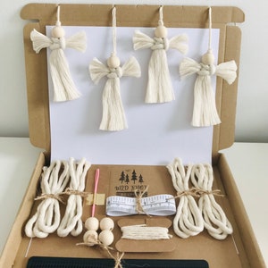 DIY Macrame 4 x Mini Angels Christmas Craft Kit | Step by Step Beginner’s Craft Kit | Handmade Ornaments | Easy DIY Christmas Decorations
