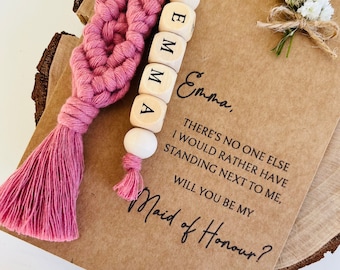 Tarjeta de propuesta de dama de honor personalizada, llavero de dama de honor, obsequios para despedida de soltera, llavero personalizado para dama de honor.