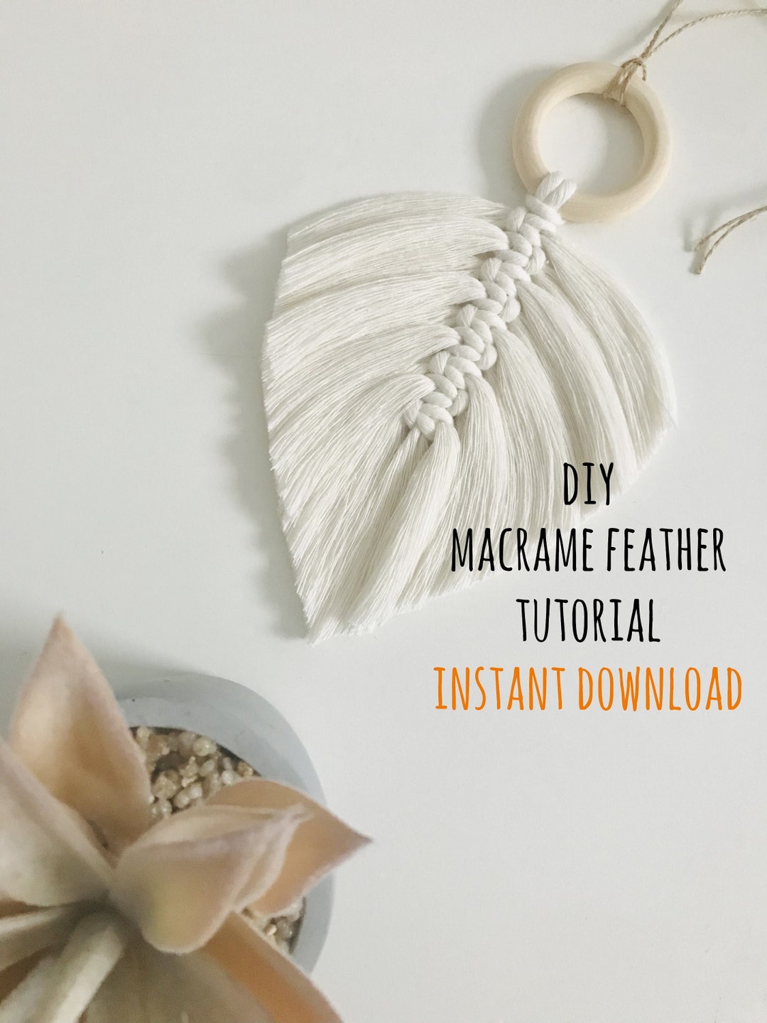 Macrame Feather Pattern PDF DIY Macrame Tutorial for Beginners How to Macrame Instructions