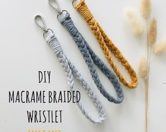 DIY Macrame Wristlet Keychain PDF Tutorial | Easy Macrame Wristlet Digital Pattern | Beginner Craft Instant Download | How to Macrame