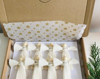 Mini anges en macramé | Cadeau Ange de baptême | Souvenirs de baptême | Bonbons de confirmation pour la communion | Décorations bohèmes pour sapin de Noël