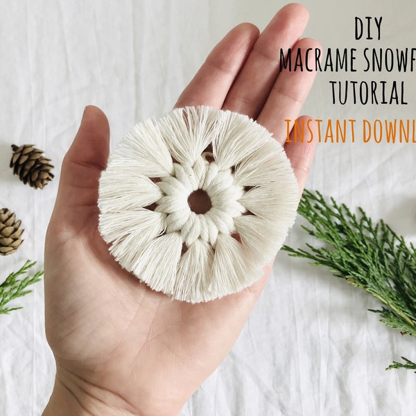 Macrame Snowflake Pattern PDF | DIY Macrame Tutorial for Begginers | How to Macrame Instructions | DIY Easy Christmas Ornaments