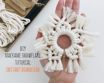 Macrame Snowflake Digital Pattern PDF | DIY Macrame Tutorial for Beginners | Step by Step Instructions |DIY Easy Christmas Craft Decorations