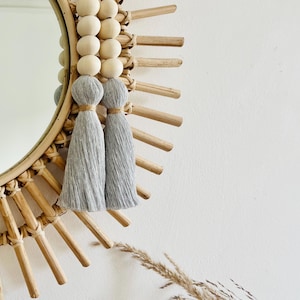 Décoration de porte à pampilles en macramé | Suspension pour perles en bois | Intérieur de maison gris | Charm bohème « Ne pas déranger » | Accessoires de maison bohèmes