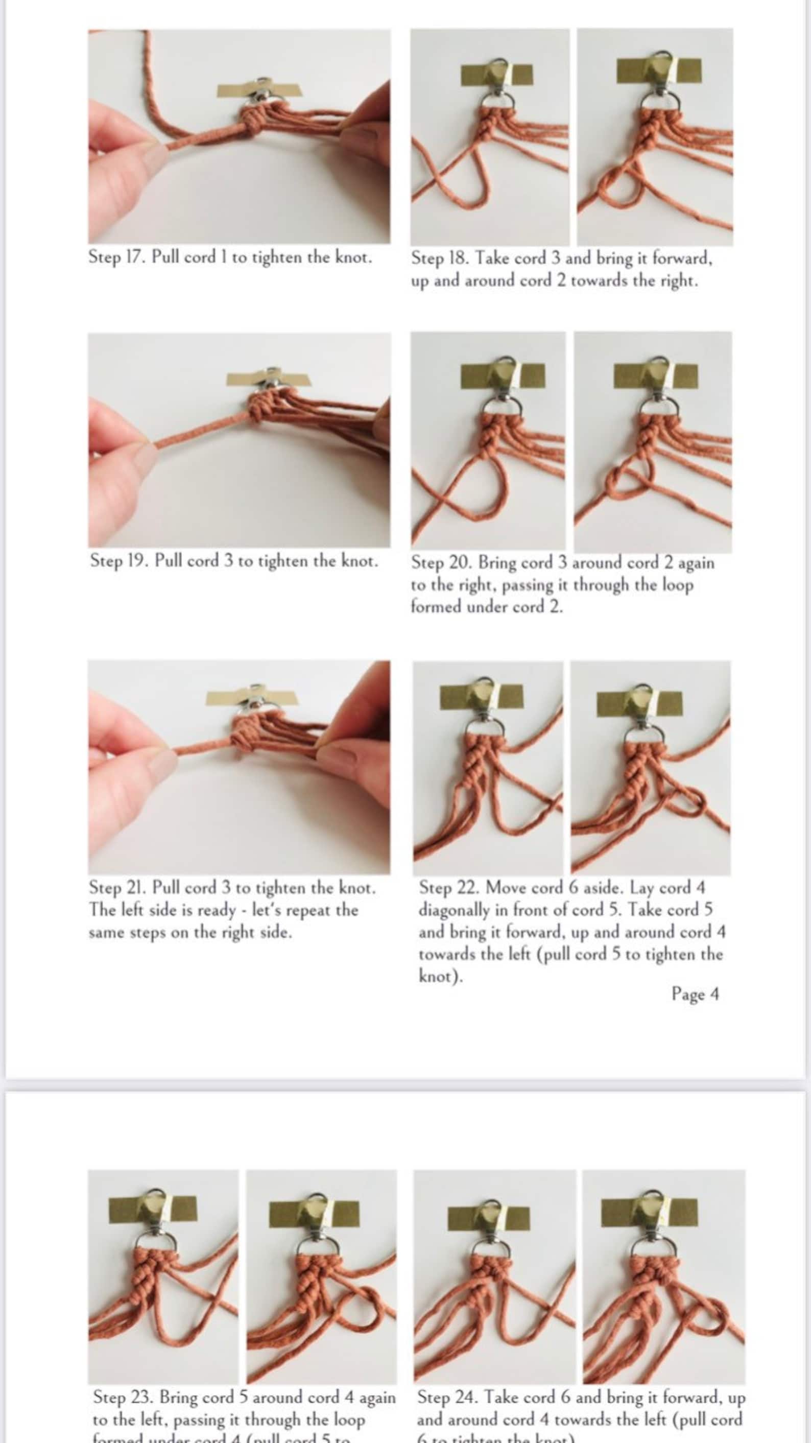 DIY Macrame Keychain PDF Pattern | Macrame Key Ring PDF Tutorial | Step ...
