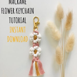 DIY Macrame Keychain PDF Pattern | Macrame Key Ring PDF Tutorial | Step by Step Macrame Keyring Digital Pattern