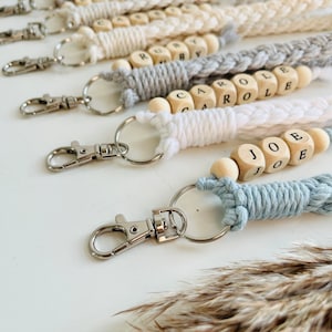 Personalised Macrame Wristlet Keychain Boho Key Holder Accessory ...