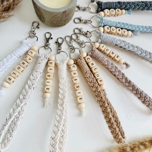 Personalised Macrame Wristlet Keychain Boho Key Holder Accessory ...
