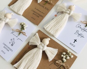 Personalised Baptism Favours | Angel Keepsake Gift | Christening Favours Bulk | Godparents Gift | Guests Invitation or Thank You Card