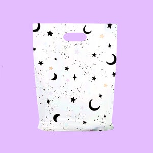 12x15 Merchandise Shopping Bags, Premium 2.5 mil, Magical Moons & Stars, Halloween, Retail Bags, Boho Boutique, Bags with Handles