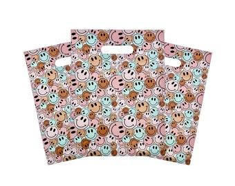 9x12 Merchandise Shopping Bags, Premium 2 mil, Boho Smiley, Retail Bags, Boho Boutique, Bags with Handles
