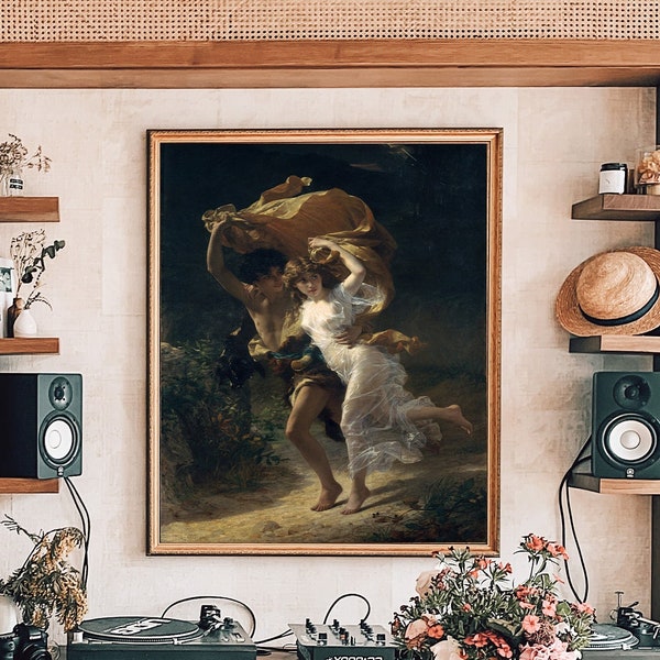 Pierre Auguste Wall Print, High Resolution Paintings, Reproduction print of the vintage 1880 artwork "The Storm" by Pierre Auguste Cot