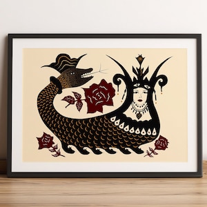 Shahmaran Snake Goddess Art Print: Anatolian Myth (Digital Download)