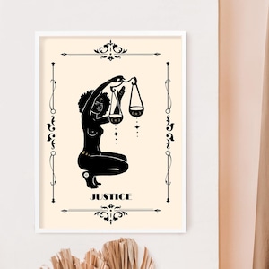 Justice Celestial Art | Tarot Wall Print | Mystic Home Decor | Cosmic Digital Art | justice in life | Equality Tarot| Equilibrium Tarot Art