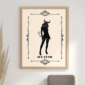 The Devil Tarot Wall Art, Printing, Celestial Wall Prints, Satan Mystical, Neutral Decor, Astrology Posters, Boho Wall Art