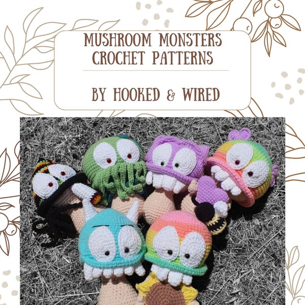 Mushroom Monster Vol 1, crochet pattern, amigurumi mushroom, pdf book, pdf download, mushroom monsters, pattern, crochet