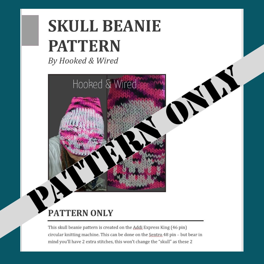 Skull Beanie PATTERN ONLY Circular Knitting Machine Pattern. Skull Beanie Etsy
