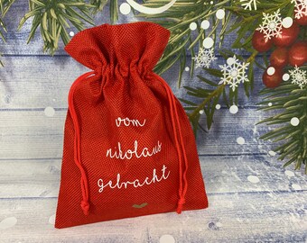 Jutebeutel mit Druck für Weihnachten Schmuck Säckchen Geschenk Weihnachtsbeutel