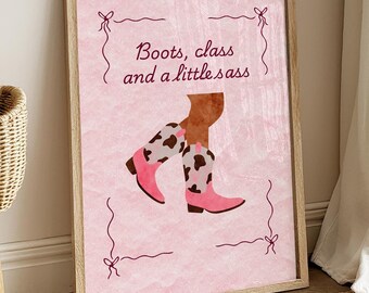Coquette Cowgirl Wall Art: Retro Pink Western Print (Digital Download