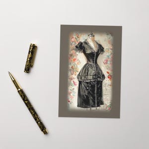 Elegante vintage Victoriaanse Little Black Dress-wenskaart
