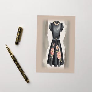Schöne Vintage LBD (Little Black Dress) viktorianische schicke Karte Grußkarte