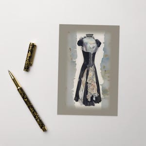 Belle LBD (petite robe noire) victorienne Carte de vœux
