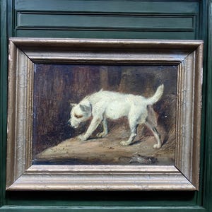 James Ward RA 1769-1859 Antique Oil on Panel Painting Terrier Rat Dog
