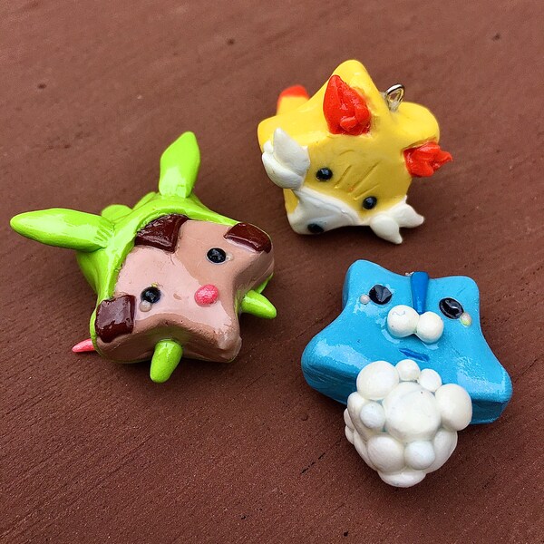 Polymer Clay Star Charms: Pokemon Generation 6 (Chespin, Fennnekin, and Froakie) Kalos Region