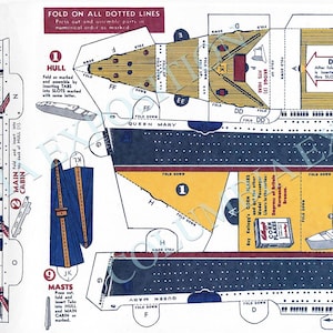 Queen Mary Boat - DIY Paper Model/kit - INSTANT DOWNLOAD - Etsy