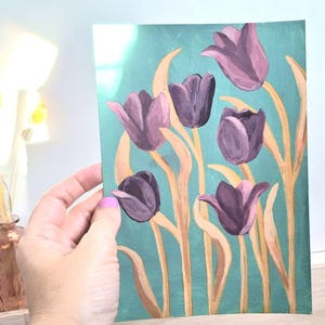 Acrylgemälde Königin der Nacht holländische Tulpen. Handgefertigtes Einzelstück