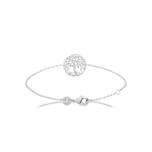 925/000 Rhodium-plated Silver Bracelet - Round Openwork Tree of Life Pendant