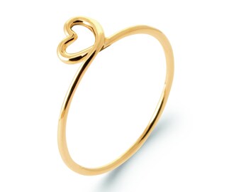 18 carat Gold Plated Ring - Thin ring with openwork heart