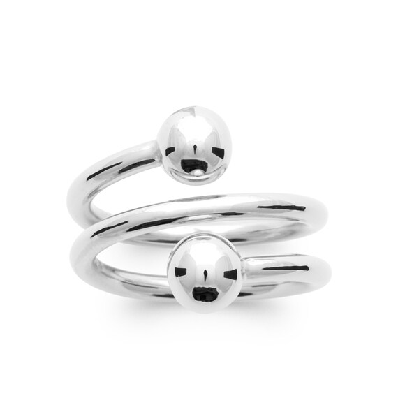 Bague Semi Ouverte en Argent 925 000 Rhodie Ajouree 2 boules argentees Etsy France