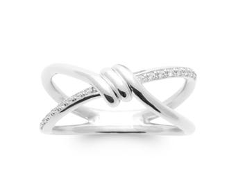 Bague Multi-rangs Entrelacés En Argent Massif 925 – Zirconium – Fabriquée En France