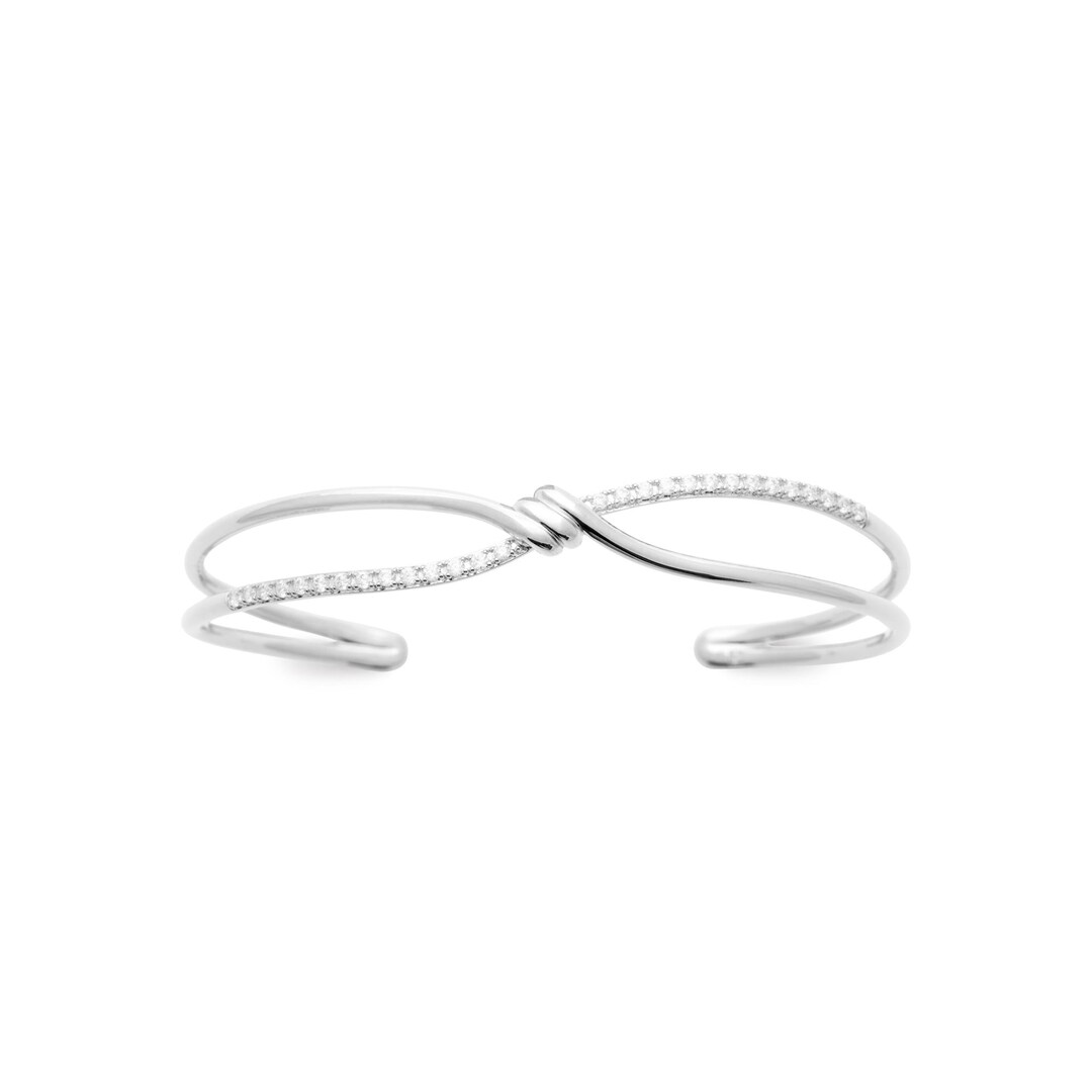 アクセサリー CTHY HERITAGE BANGLE RHODIUM SILVER 925/000 Rhodium Silver Bangle Bracelet With Zirconium Oxides