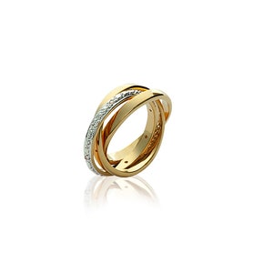TRIPLE Alliance Ring – 3 vergoldete Ringe, einer mit Zirkoniumoxiden besetzt – GRAVUR inklusive
