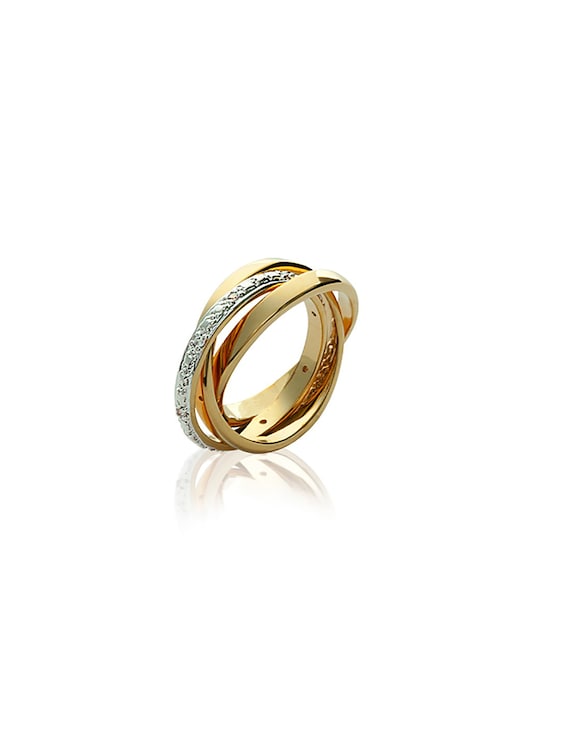 Buy TRIPLE Alliance Ring 3 Gold Plated Rings One Paved With Zirconium Oxides ENGRAVING Included Online in India Etsy